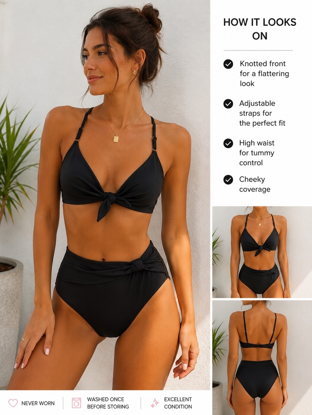 Victoria's Secret Black Knot-Front High Waist Bikini